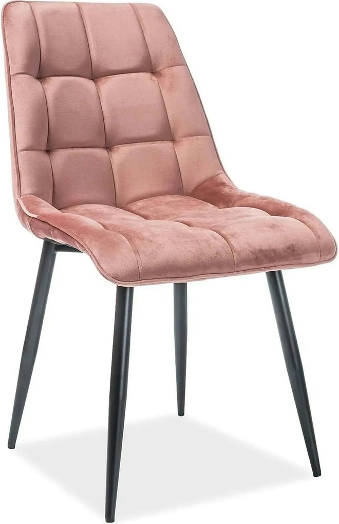 Scaun CHIC, roz/negru, stofa catifelata/metal, 50x58x88 cm