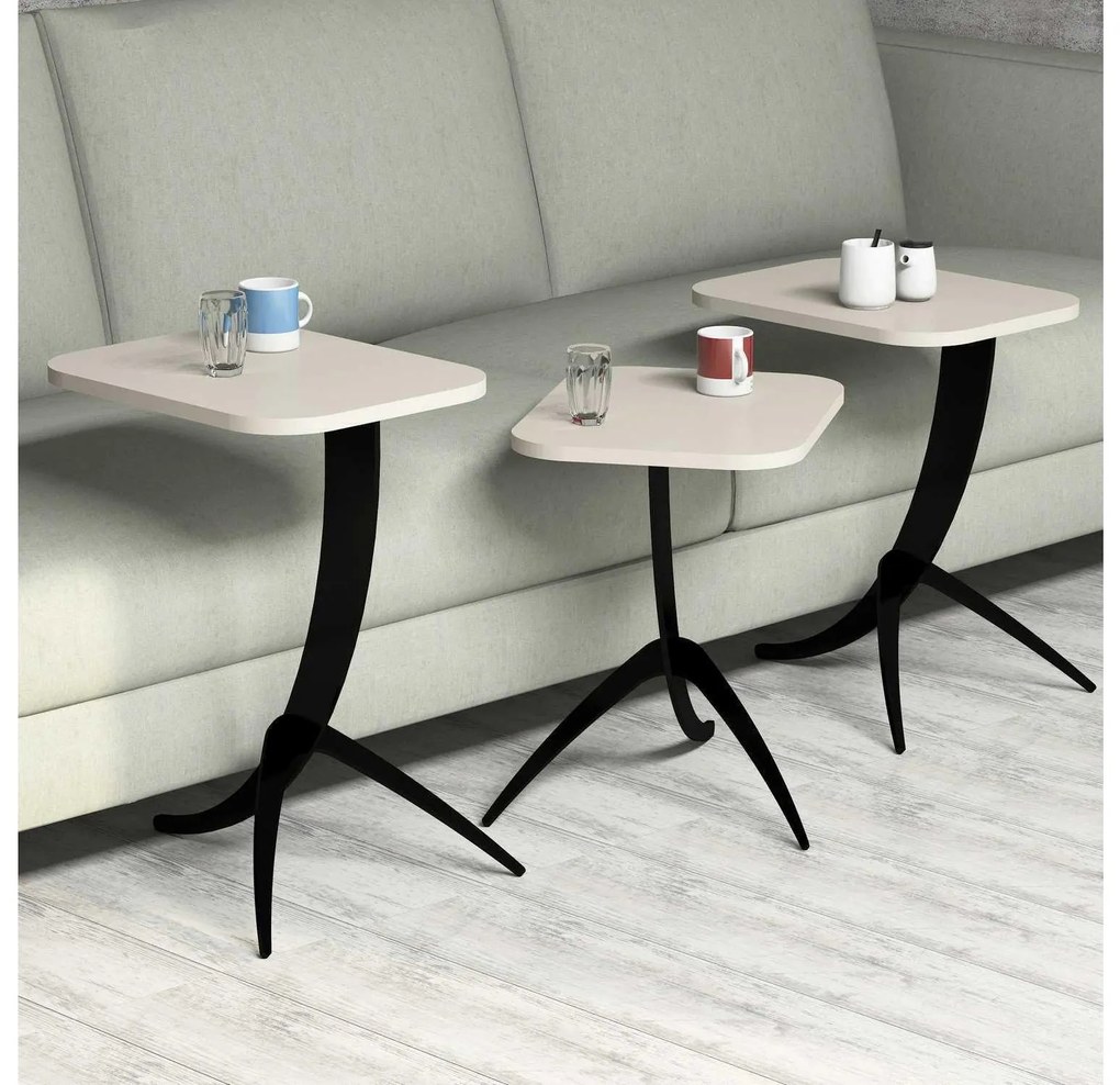 Set 3buc. măsuțe cafea Lepuki (crem) . 1094354