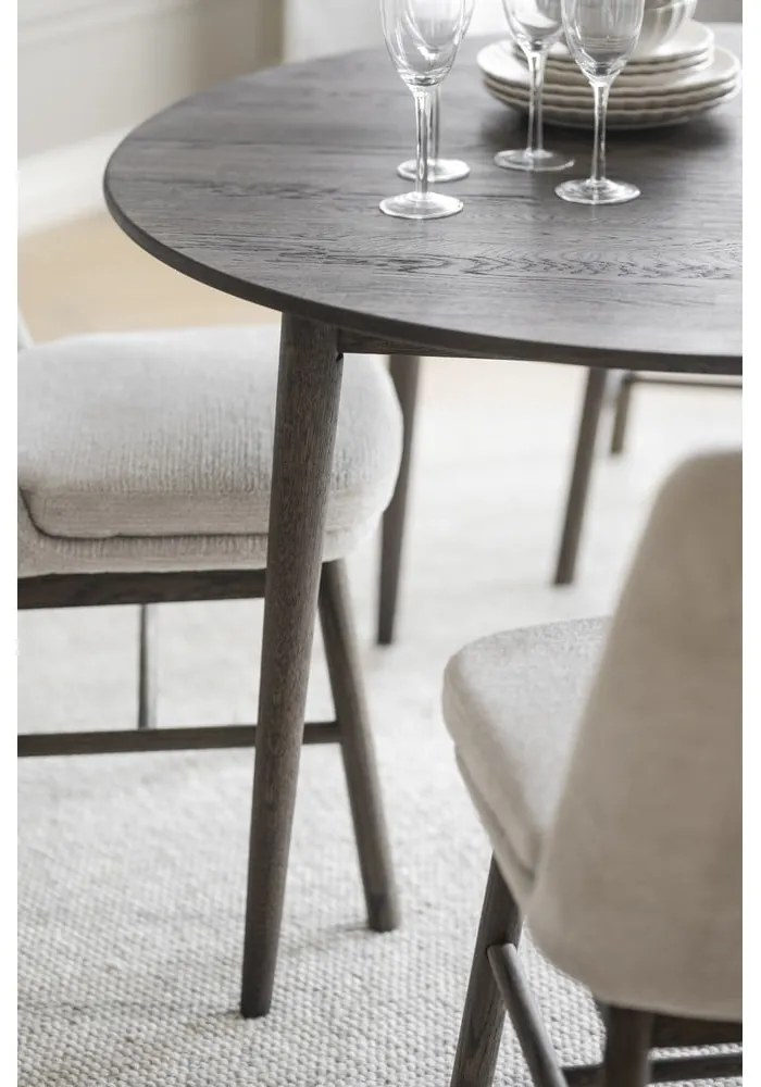 Masă de dining maro închis rotundă extensibilă din lemn masiv de stejar ø 120 cm Tyler – Rowico