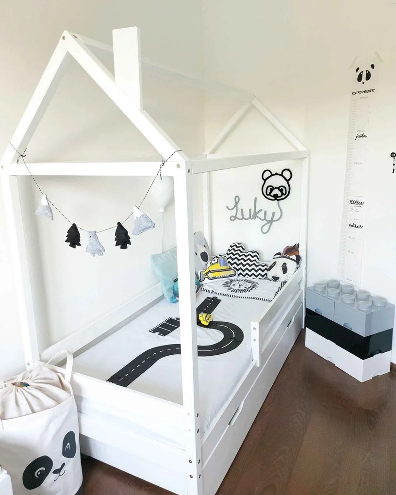 Pat pentru copii Casa Paul - Alb 180x80 cm pat fără spațiu de depozitare