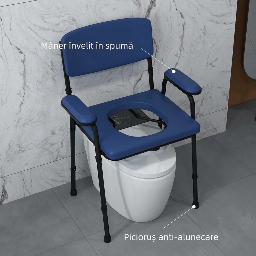 HOMCOM Scaun cu Vas de Toaleta pentru Varstnici