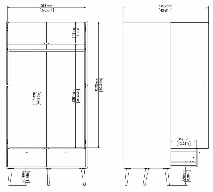 Șifonier alb 99x200 cm Bodo – Tvilum