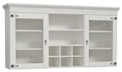 Vitrina suprapozabil Encanto, 1713 x 902 x 380 mm., Pin alb