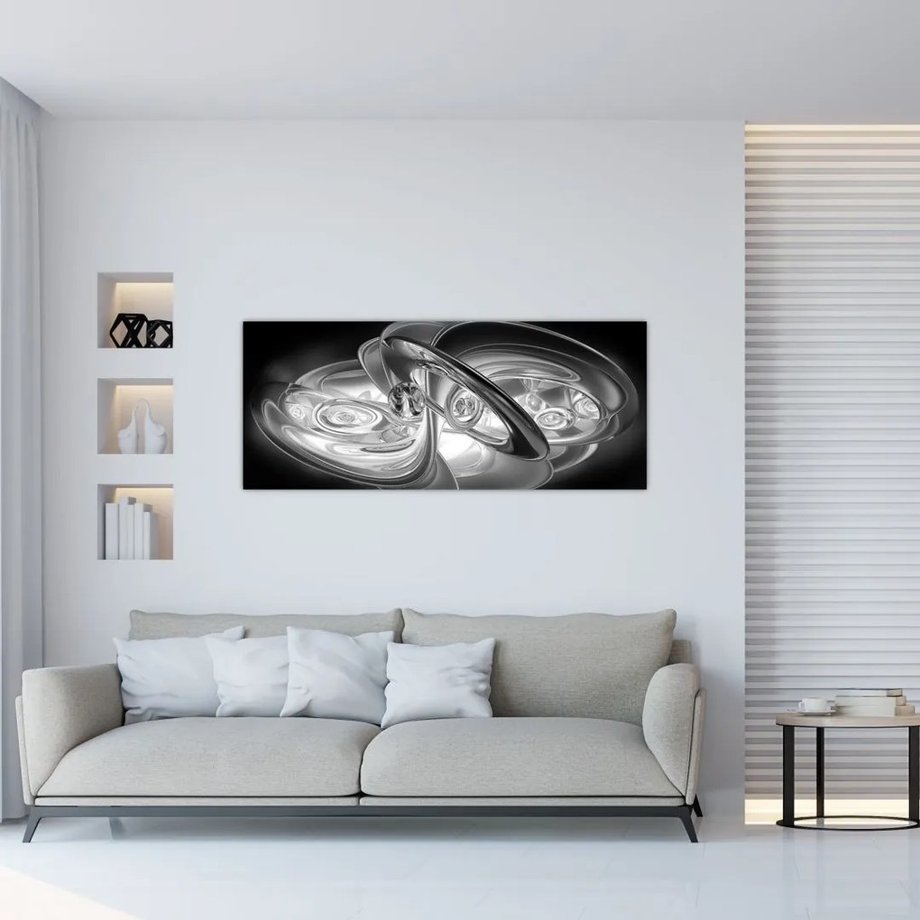 Tablou cu abstracțiune modernă în gri (120x50 cm)