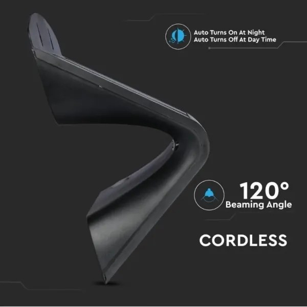 LED lampă solară de perete cu senzor, 7W, 4000K, IP65, 4000 mAh, negru