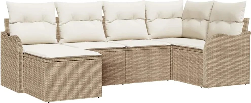 vidaXL Set de canapele pentru grădină 6 pcs Bej și alb Rattan poli