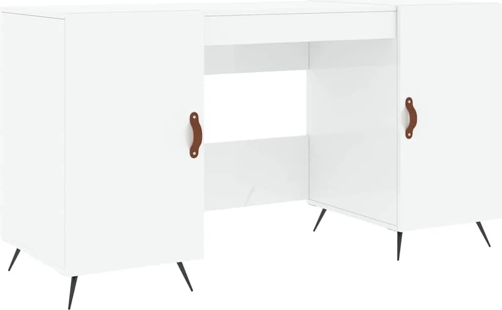 vidaXL Birou, alb extralucios, 140x50x75 cm, lemn compozit