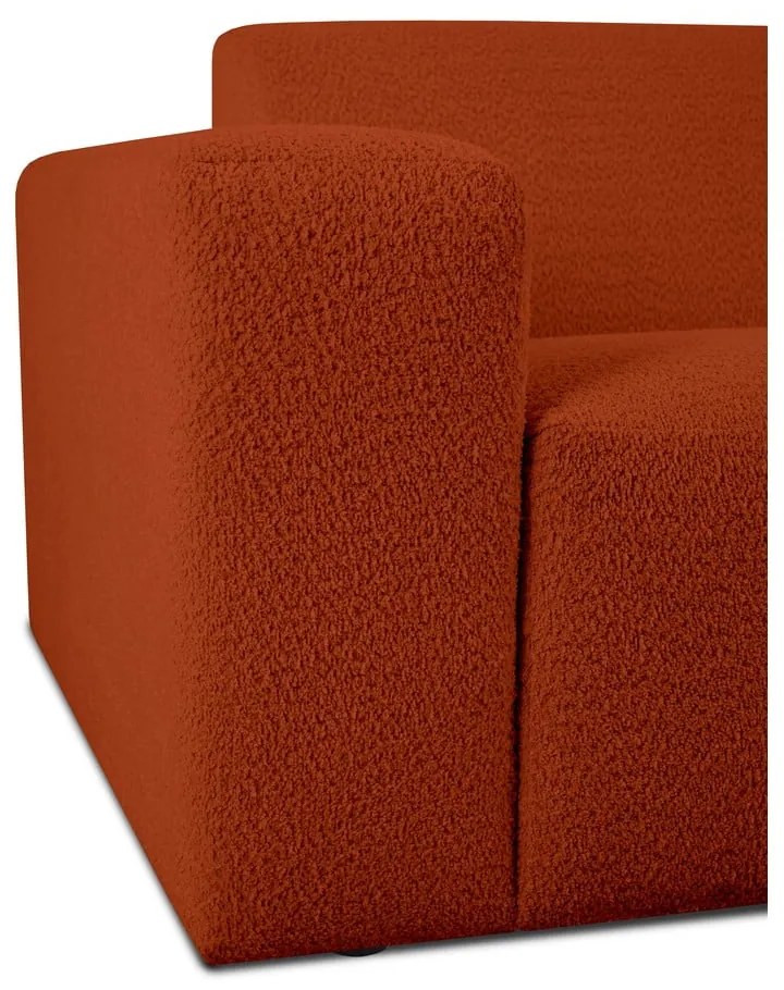 Colțar cărămiziu cu tapițerie din stofă bouclé (în formă de "U") Roxy – Scandic