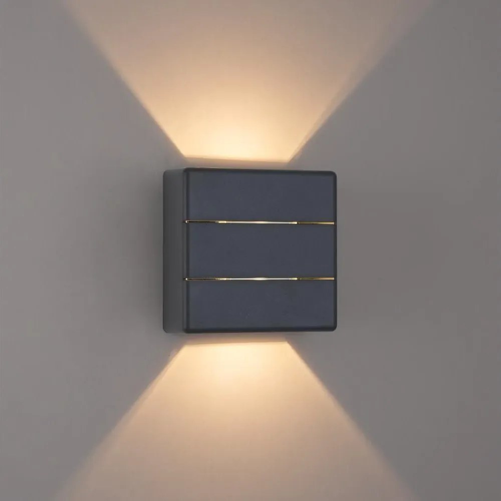 Brilagi - Aplica LED de exterior DOUBLERAY LINE, 6W, 230V, antracit, IP54