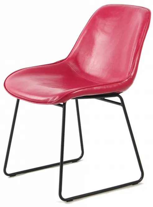 Set 2 scaune piele artificiala Cora roz/rosu