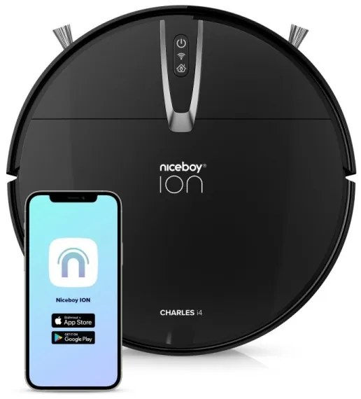 Niceboy ION Charles i4 - Aspirator robot inteligent 2în1 4400 mAh Wi-Fi negru +