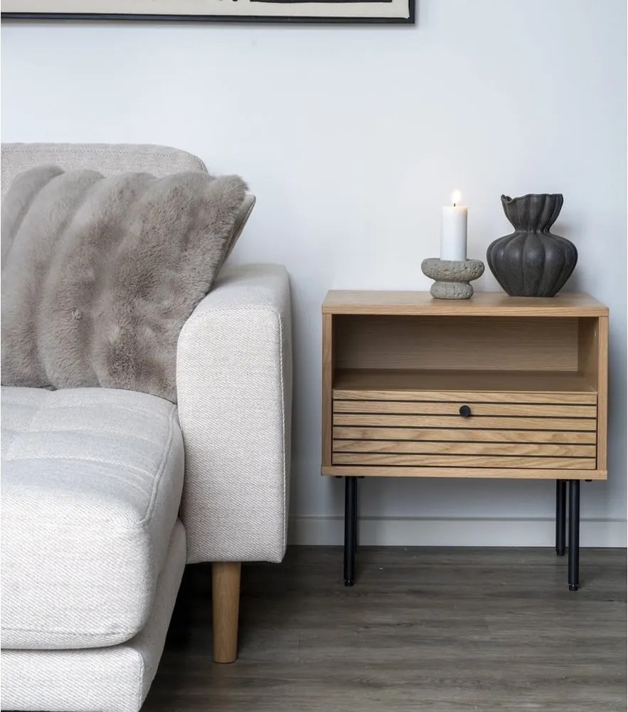 Măsuță auxiliară cu blat cu aspect de lemn de stejar 40x50 cm Kyoto – House Nordic