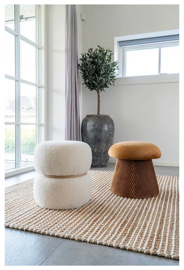 Puf galben ocru cu tapițerie din catifea Hampton – House Nordic