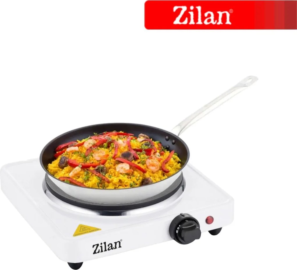 Plita electrica ZILAN Alb ZLN2173, 1500 W, 26 x 26 x 9.5 cm, 1 arzator, cu 5 trepte de reglaj,