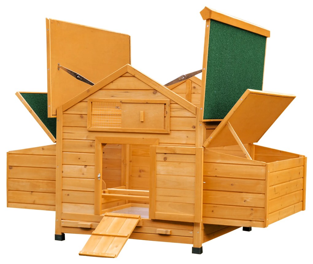 PawHut Cotet Cusca pentru Gaini Impermeabil de Gradina in Lemn 150x100x96.5 cm | Aosom Romania