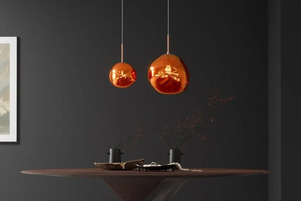 Lustra, Pendul modern cu glob sticla cupru LIQUID DIAMOND 20cm