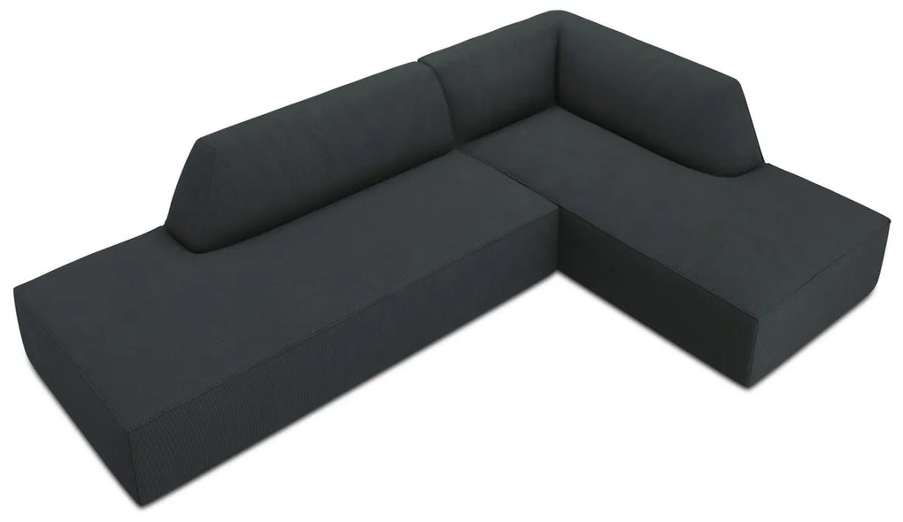 Coltar dreapta 4 locuri, Ruby, Micadoni Home, BL, fara cotiera, 273x180x69 cm, velur, negru