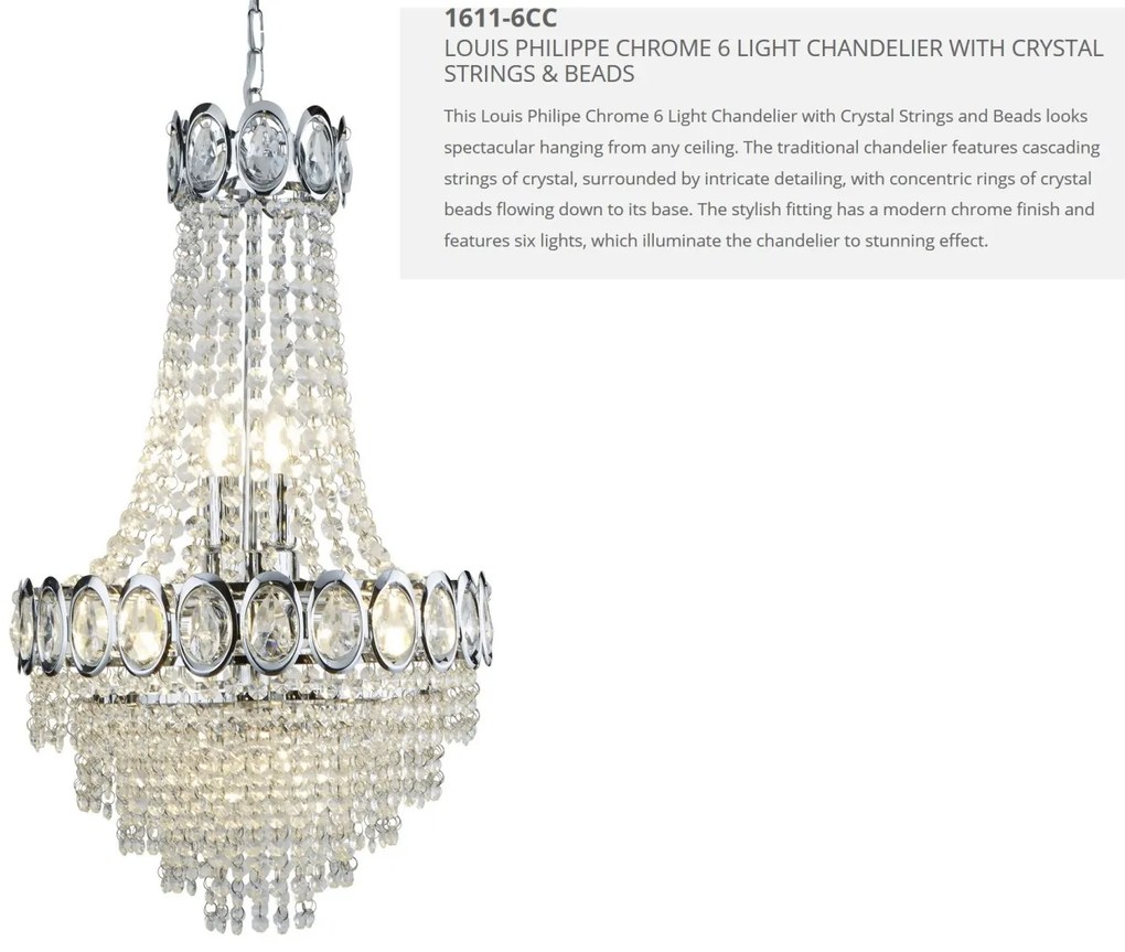 Lustra cristal design LUX Louis Philippe 6L 1611-6CC SRT