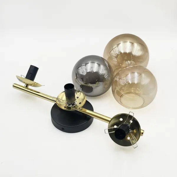 Plafonieră aplicată AURIS 3xE14/15W/230V auriu/negru fumuriu/bej