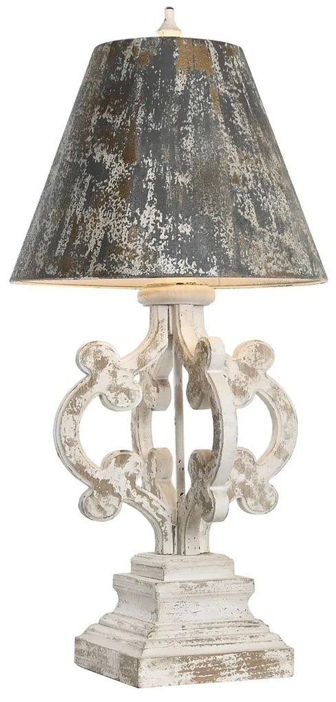 Veioza Vintage din lemn antichizat alb 45x45x90 cm