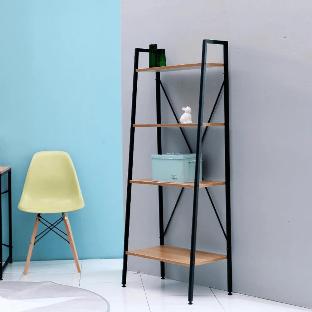 Polita, 4 rafturi, stejar / negru, THEA