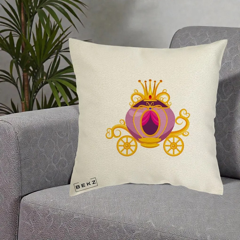 Perna Decorativa Trasura Regala Aurie, 40x40 cm, Ecru, Husa Detasabila, Perna Inclusa, BEKZ®