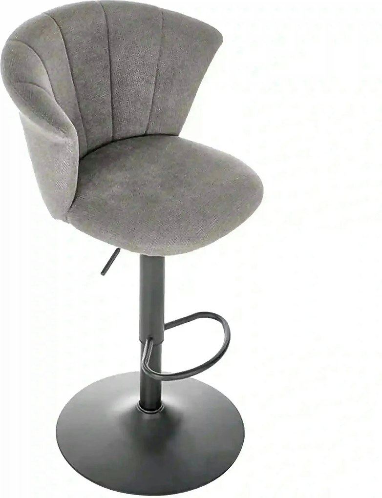 Scaun bar H104, gri/negru, stofa/otel, 55x53x90/112 cm