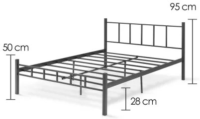 Pat metalic matrimonial ORMEL 160 x 200 cm, negru, suportă până la 200 kg