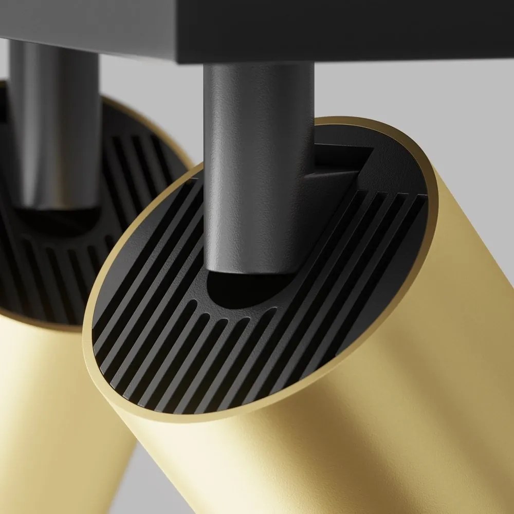 Aplica de perete / tavan cu 2 spoturi directionabile design tehnic Focus S negru, auriu mat
