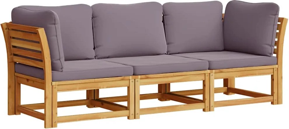 vidaXL Set mobilier de grădină cu perne, 3 piese, lemn masiv acacia
