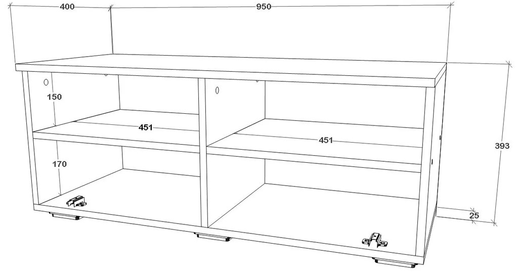 Comoda haaus Kos, O Usa, 2 Polite, Negru/Alb Lucios, MDF, 95 x 40 x 39 cm