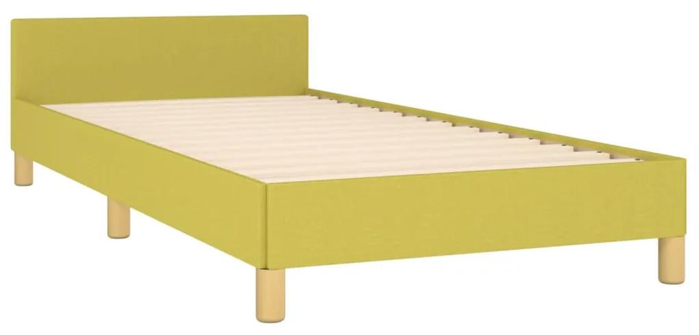 Cadru de pat cu tablie, verde, 90x200 cm, textil Verde, 90 x 200 cm