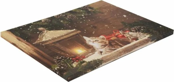 Pictură LED pe perete Pisica în fața felinarului,