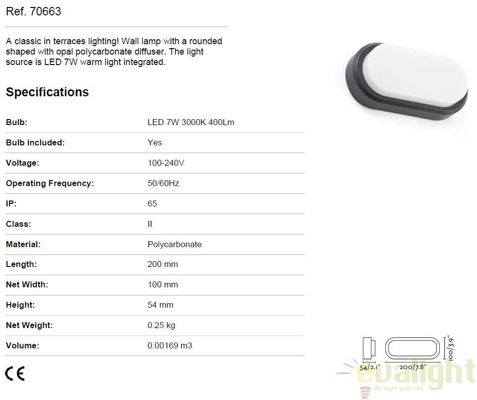 Aplica de perete LED terasa exterior FRED gri 70663