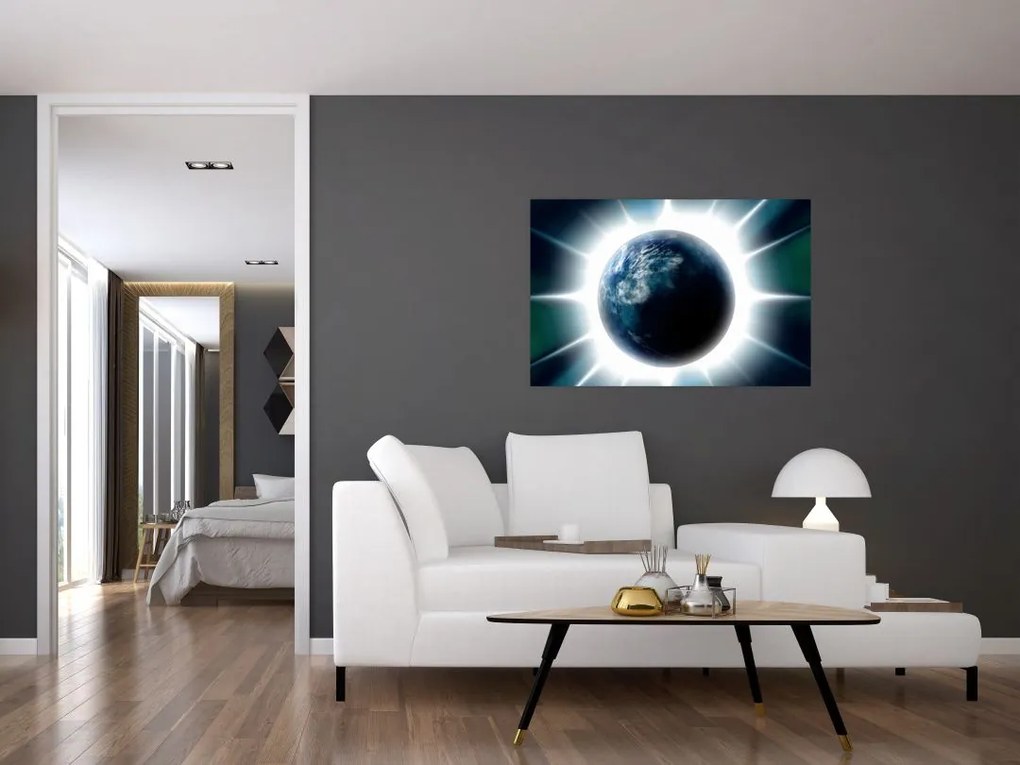 Tablou cu planeta iluminată (90x60 cm)