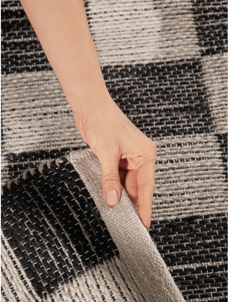 Covor negru/crem reversibil/țesut manual din amestec de iută 200x300 cm Rex – Hanse Home