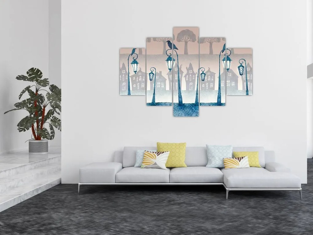 Tablou - Corbii păzind orașul (150x105 cm)