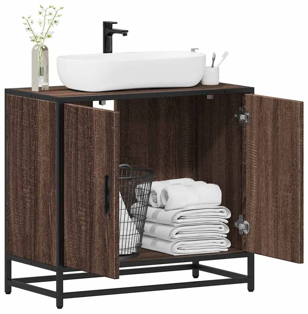 vidaXL Dulap pentru chiuvetă de baie stejar maro 65x33x60 cm lemn