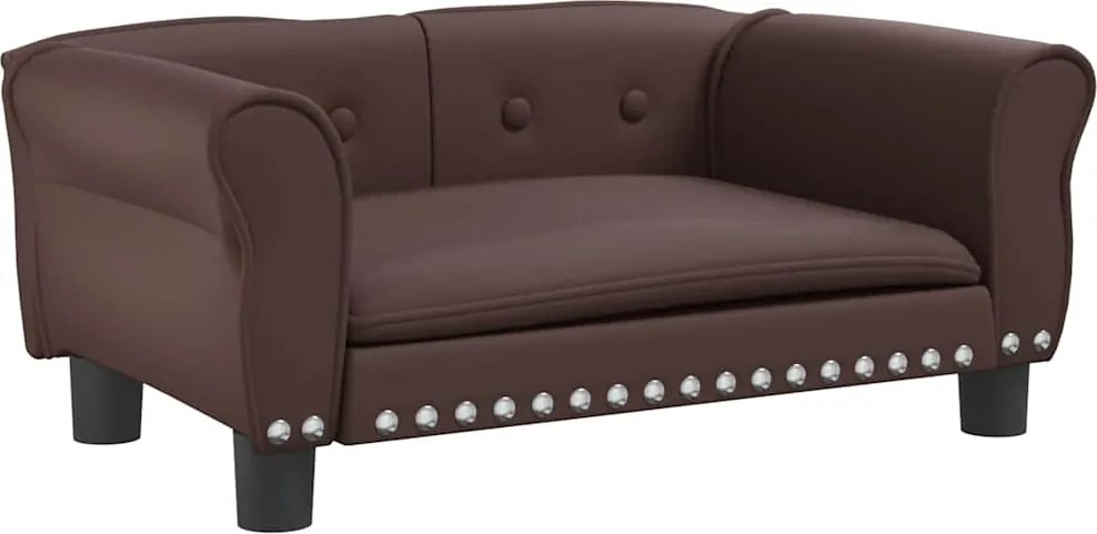 vidaXL Pat de câini, maro, 70x45x30 cm, piele ecologică