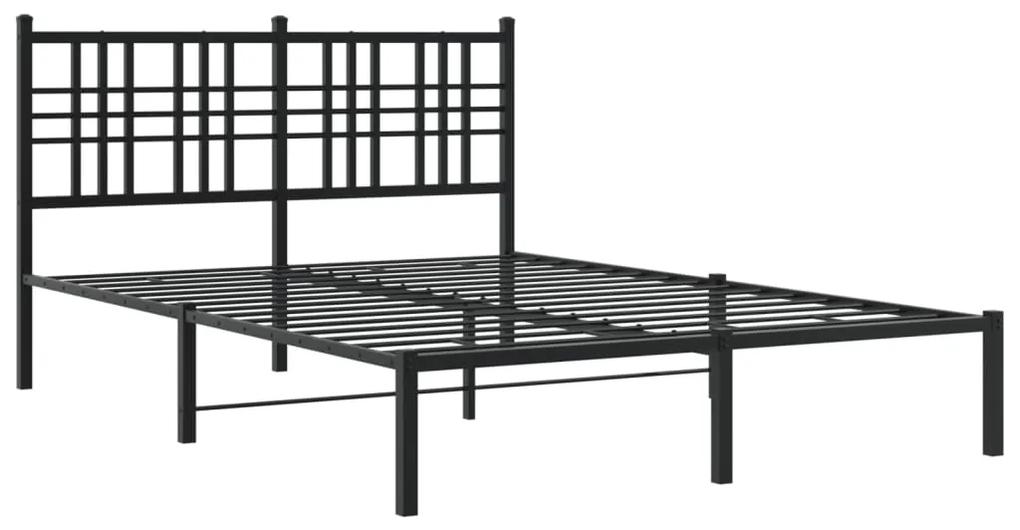 376325 vidaXL Cadru de pat metalic cu tăblie, negru, 140x200 cm