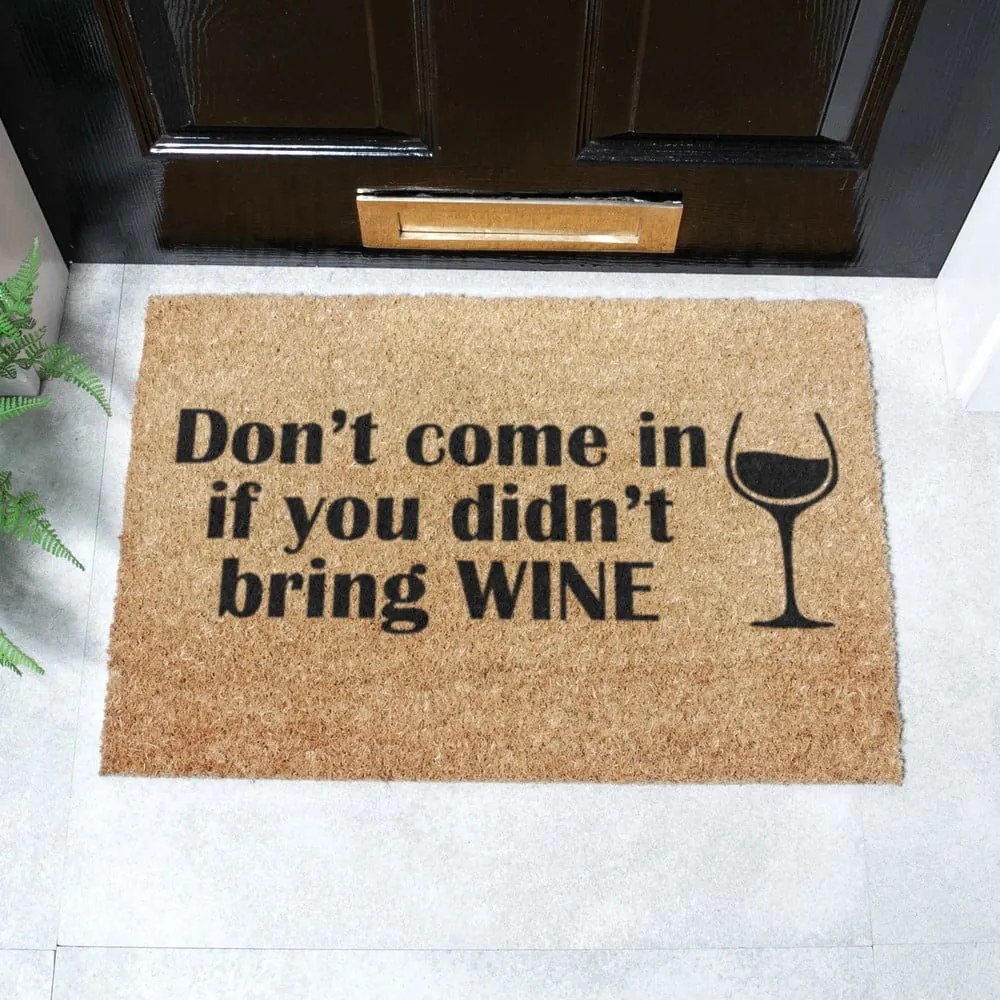 Covoraș de intrare din fibre de nucă de cocos 40x60 cm Without Wine – Artsy Doormats