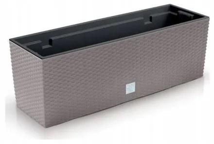 Jardiniera decorativa, imitatie ratan, cafeniu, 58x18x19.5 cm, Rato Case