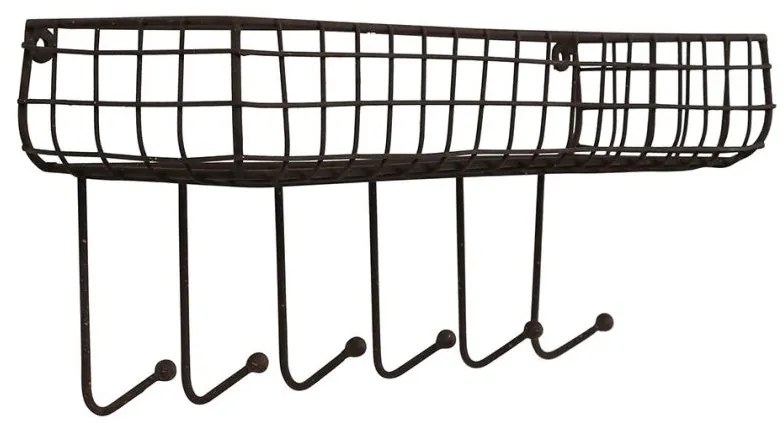 Raft de perete din metal, 6 carlige, Cuisine