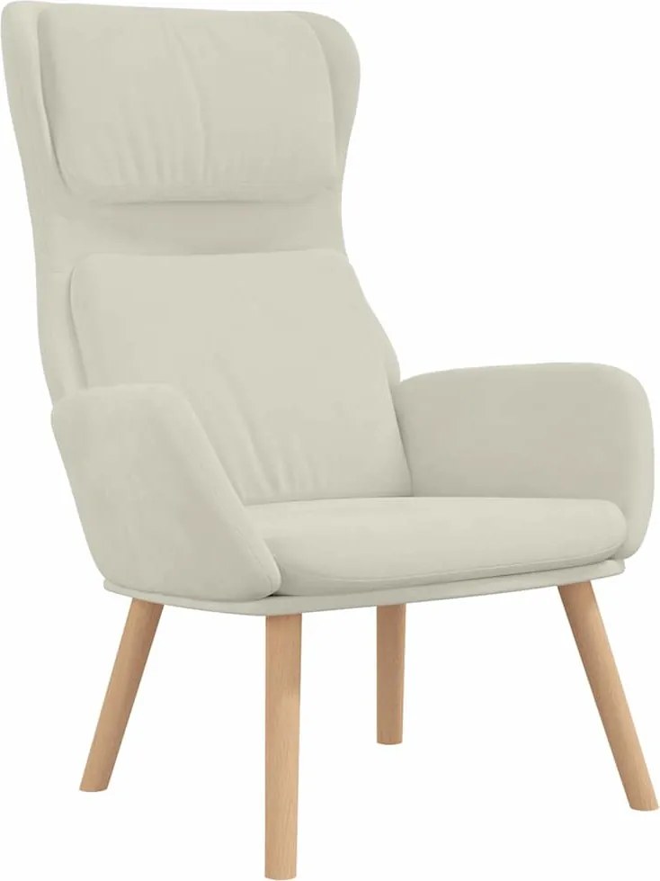 vidaXL Scaun de relaxare, alb crem, catifea
