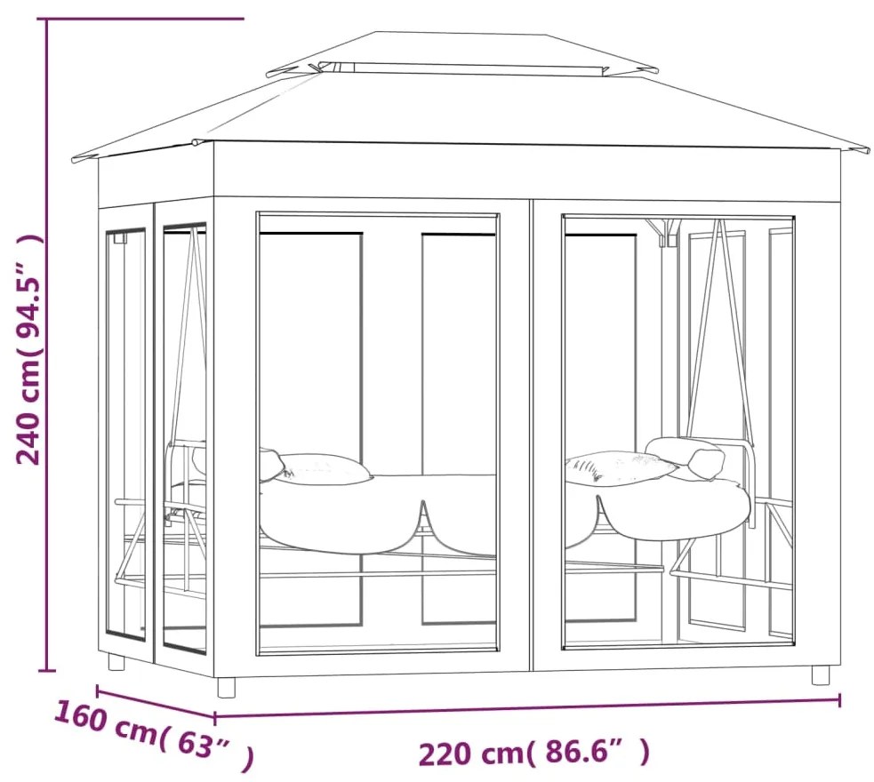 Balansoar extensibil cu pavilion, alb crem Alb crem