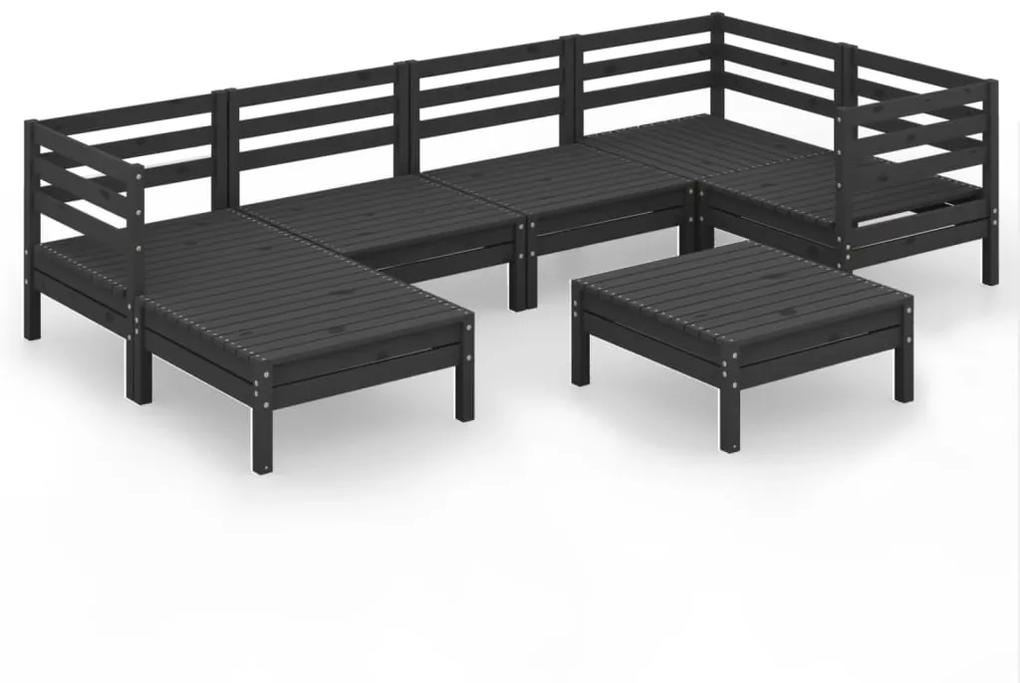 3082963 vidaXL Set mobilier de grădină, 7 piese, negru, lemn masiv de pin