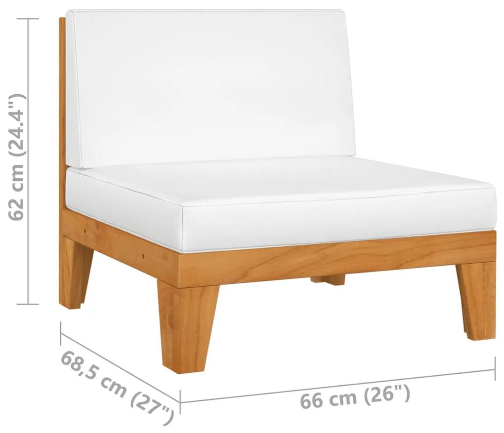 Set mobilier de gradina cu perne, 11 piese, lemn masiv acacia Crem, 3x colt + 5x mijloc + 2x suport pentru picioare + masa, 1