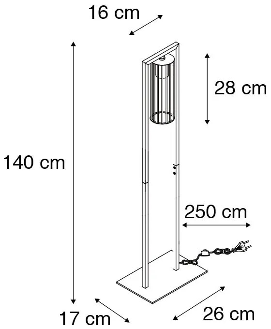 Lampă de podea modernă inteligentă neagră inclusiv Wifi ST64 - Balenco Wazo