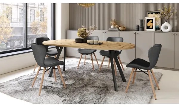 Masă de dining extensibilă ARTUR stejar artisan/negru