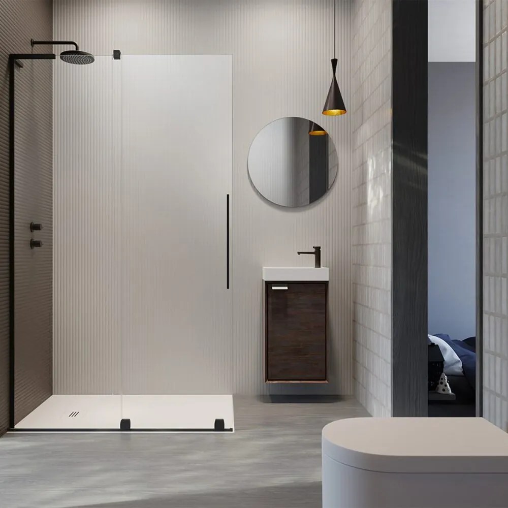 Paravan de dus tip Walk-in Radaway Furo SL negru mat-transparent 120 cm sticla securizata 8 mm stanga